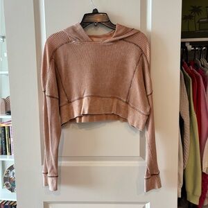 Urban Outfitters Pink Cropped Hoodie Sweater